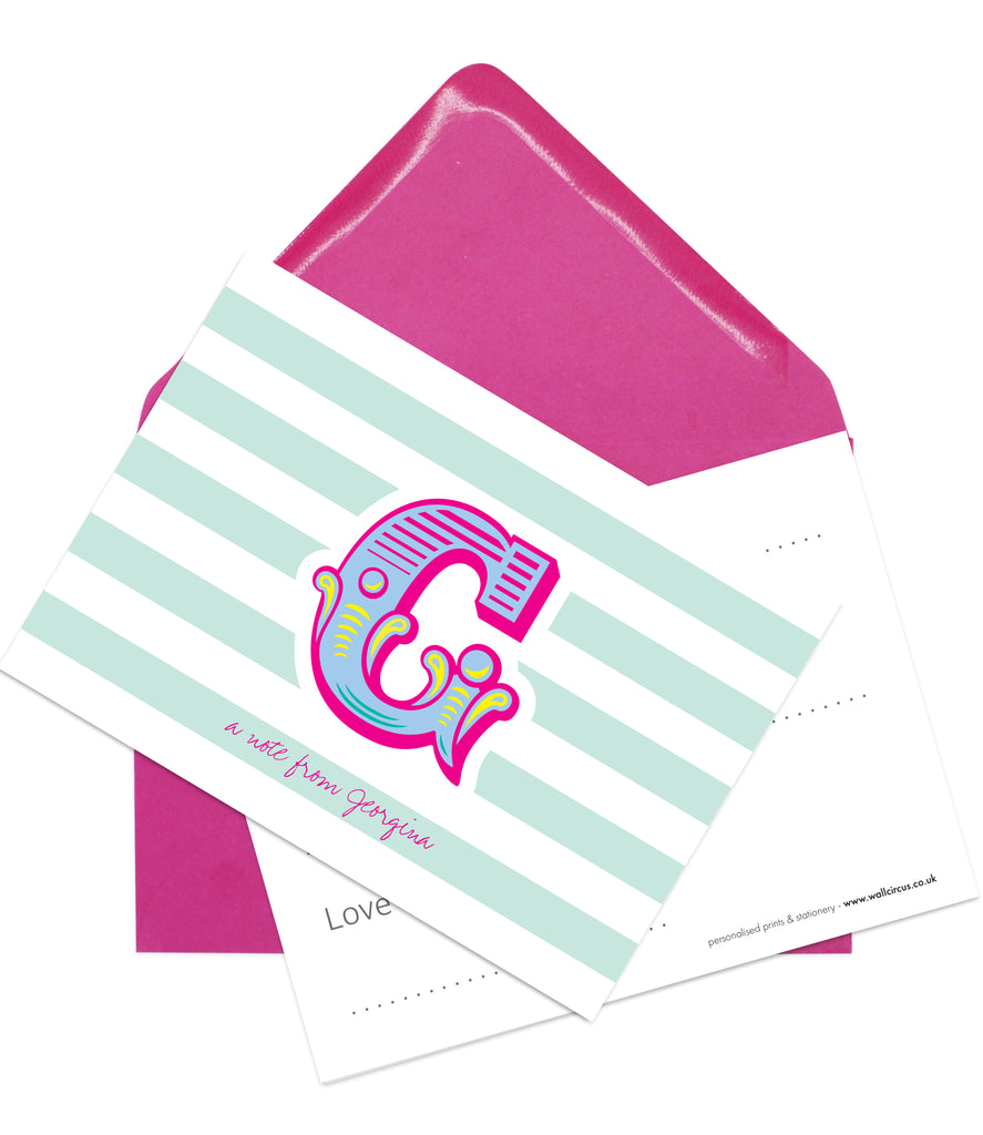 A6 'Circus Monogram' - Personalised Postcard Pack - GEORGINA - Fill in the gaps