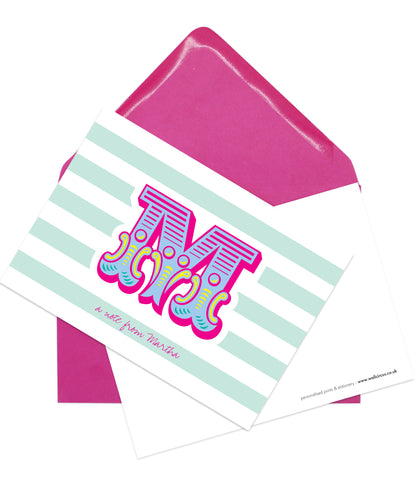 A6 'Circus Monogram' - Personalised Postcard Pack - MARTHA - Blank