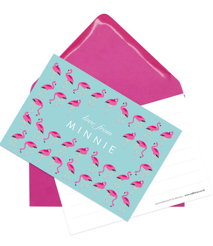A6 'Flamingo' - Personalised Postcard Pack - MINNIE - Lined