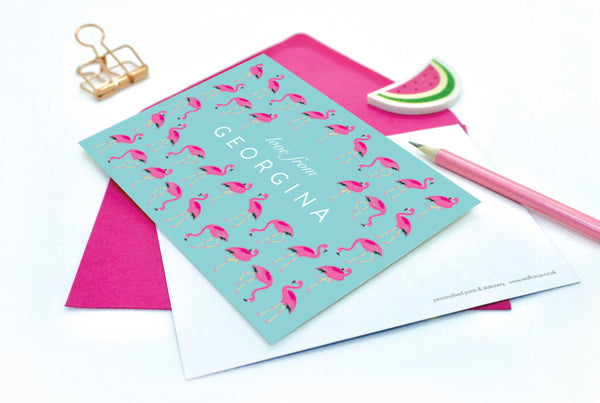 A6 Flamingo Personalised Postcard Pack