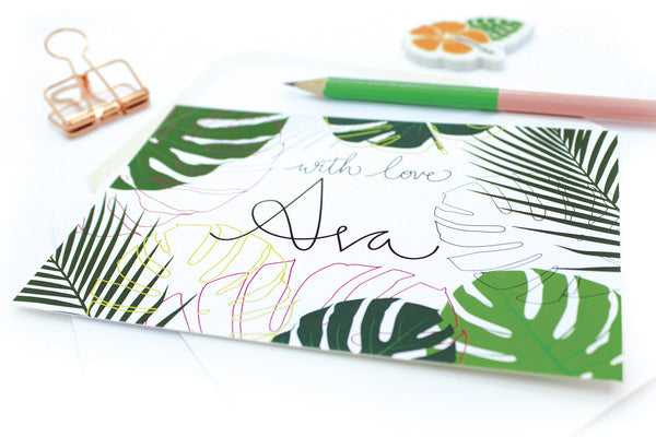 A6 Monstera Mail Personalised Postcard Pack