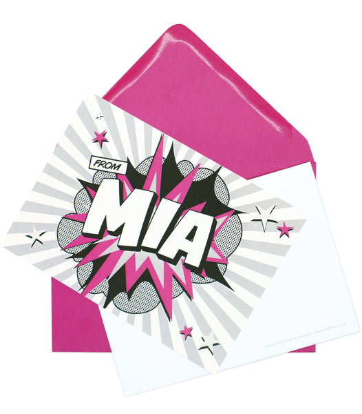 A6 Comic Hero Personalised Postcard Pack - Hot Pink