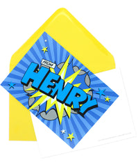 A6 Comic Hero Personalised Postcard Pack - Blue