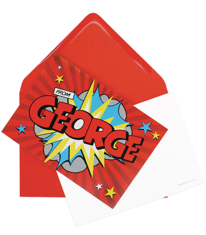 A6 Comic Hero Personalised Postcard Pack - Red
