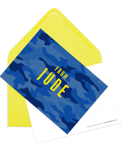 A6 'Camo' Blue - Personalised Postcard Pack - JUDE - Blank