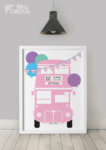London Bus Print - Pink